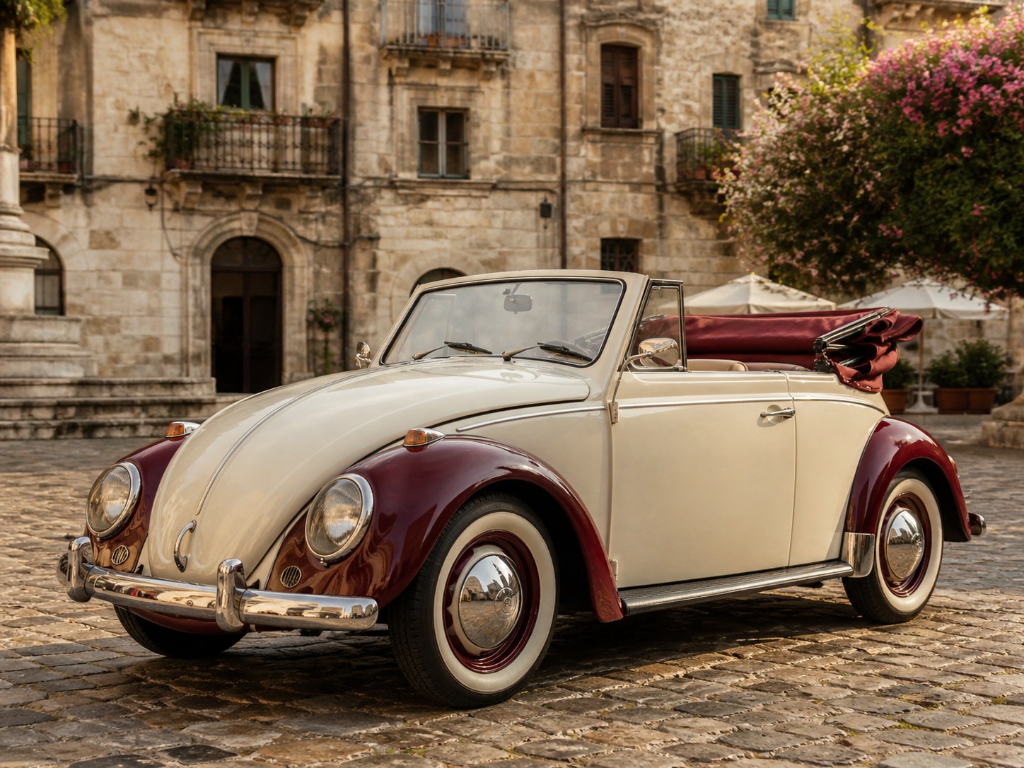 Volkswagen Beetle Cabriolet „Cream Weekend“ – fotografie retro automobilu