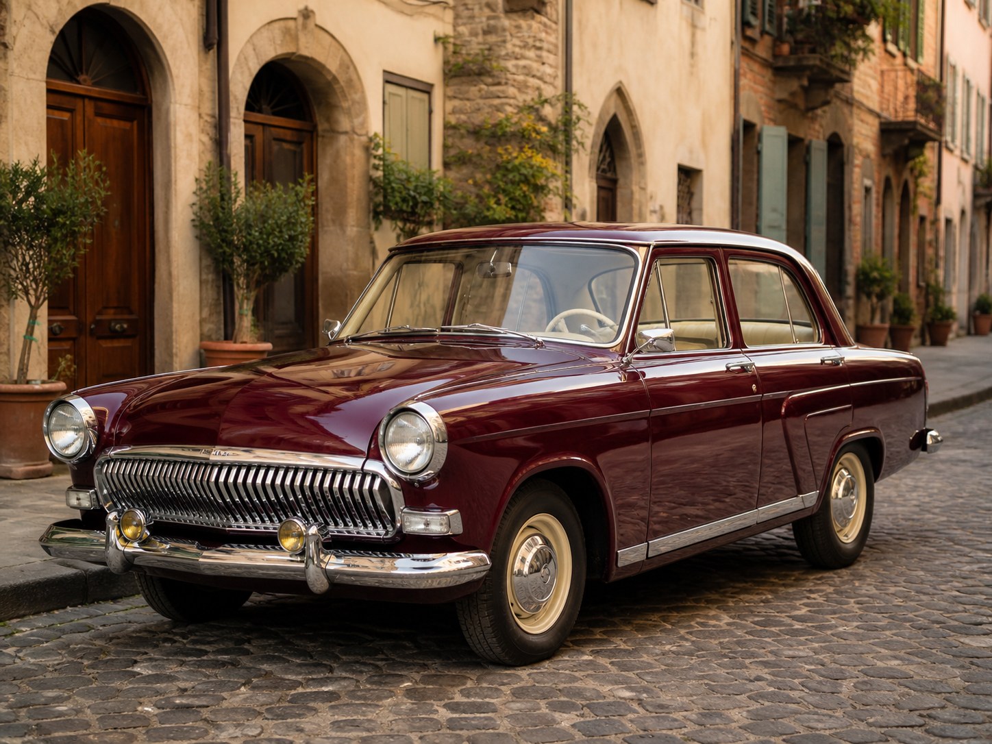Volga M21 „Bordeaux“ – fotografie retro automobilu